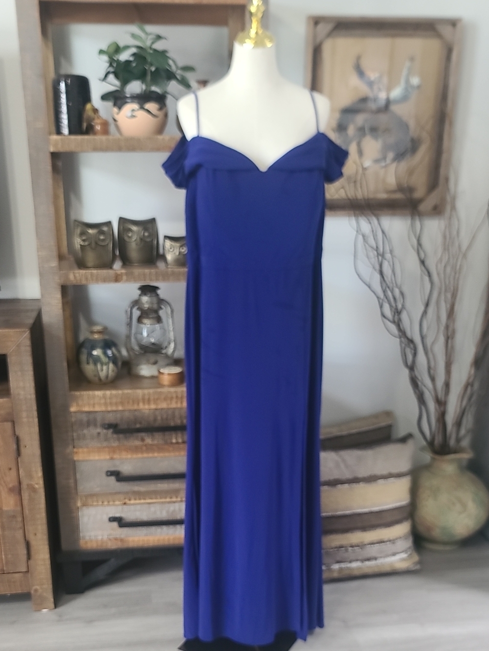 Morgan & Co Royal Blue Off-Shoulder Maxi Dress
